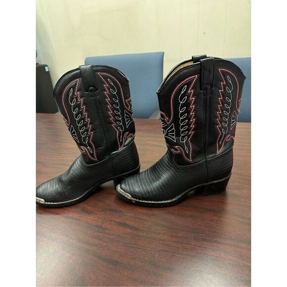 Durango Youth Black Lizard Print Cowboy Boots Size 3.5 - Picture 2 of 11